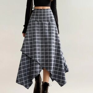 Anna Kaci asymmetrical plaid skirt